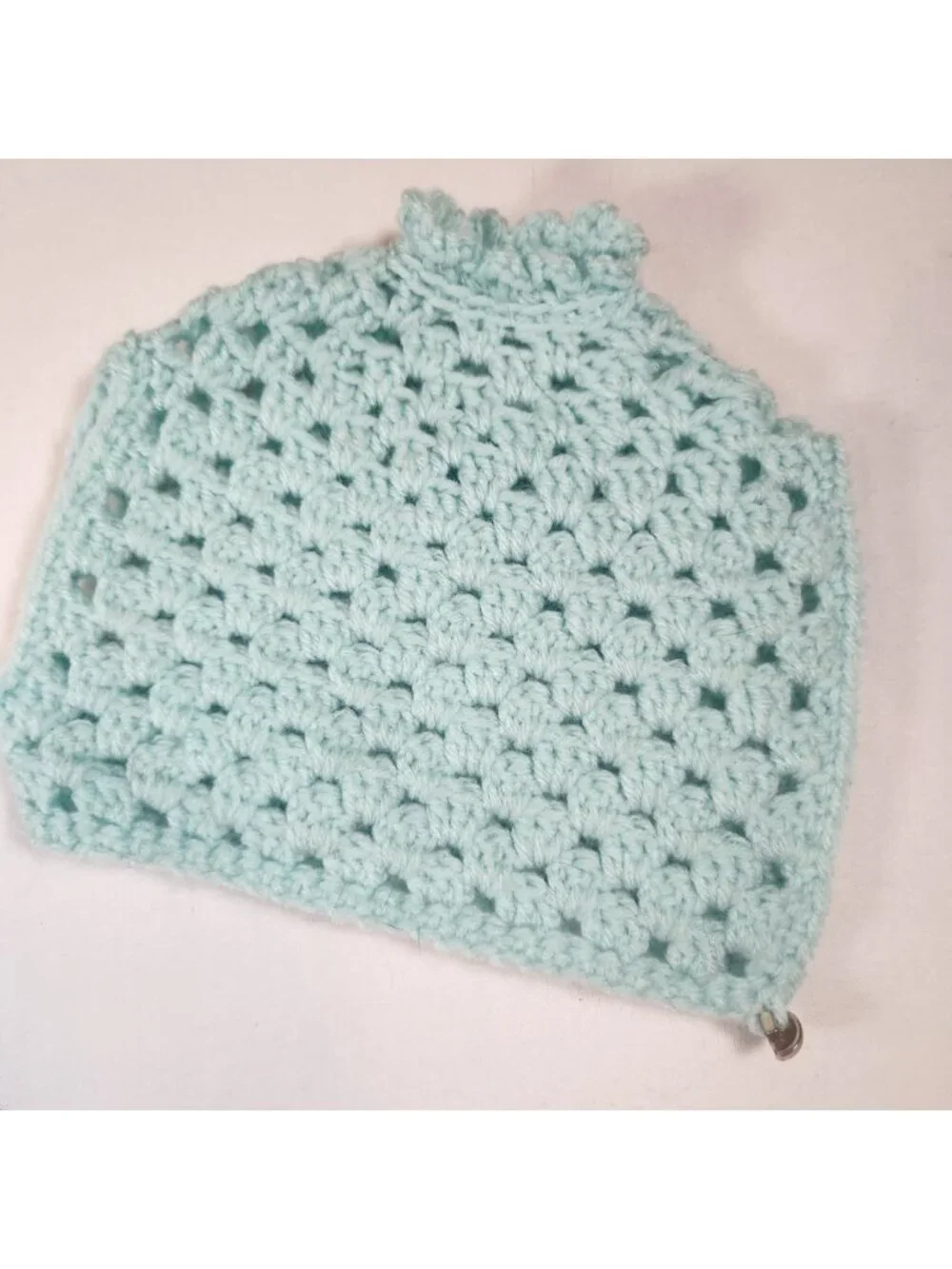 Handmade Crochet Tea Cozy seafoam Granny Stitch Vintage Style Cottagecore